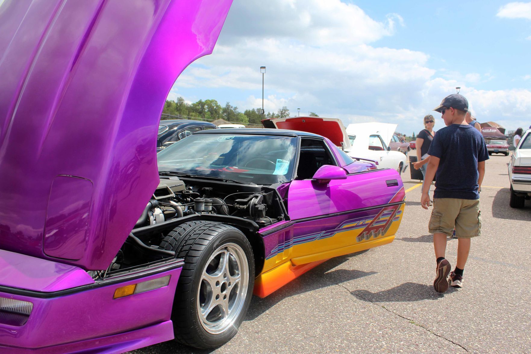 Walking by a classic car